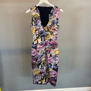 NWOT BLACK HALO Floral-print satin-twill dress